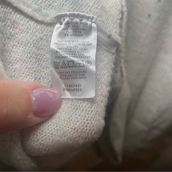 LOFT  Cream V-neck Sweater Women's Size XL Natural Flecked Lightweight - Picture 5 of 8